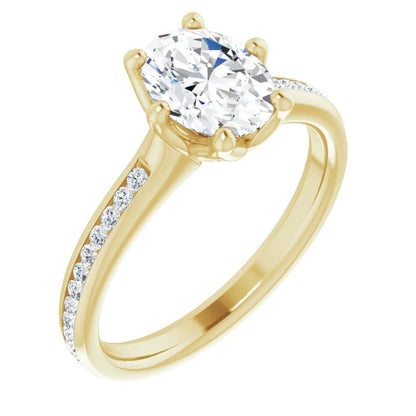 Oval Six Claw Channel Set Style Engagement Ring