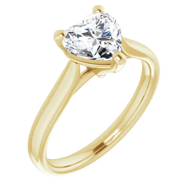 Heart Yellow Gold Solitaire Moissanite Engagement Ring