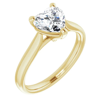 Heart Yellow Gold Solitaire Moissanite Engagement Ring