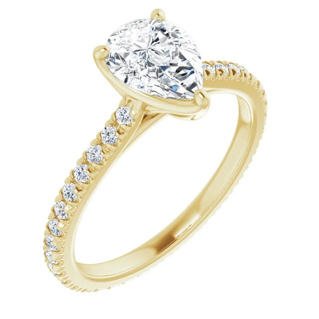 Pear Claw Set Eternity Style Engagement Ring
