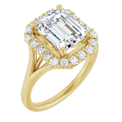 Emerald Halo Style Engagement Ring