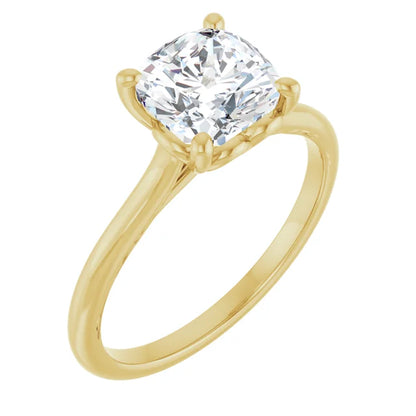 Four Claw Cushion Solitaire Engagement Ring