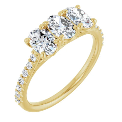 Oval Tri -Stone Style Engagement Ring