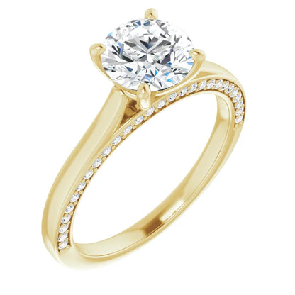 Round Brilliant Solitaire & Hidden Diamond Band Engagement Ring