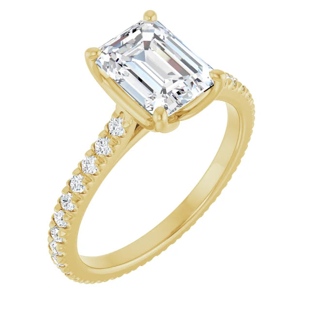 Emerald Claw Set Eternity Style Engagement Ring