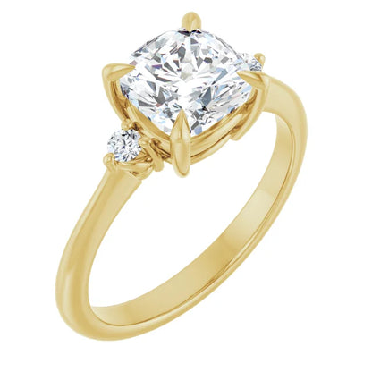 Cushion Accent Engagement Ring