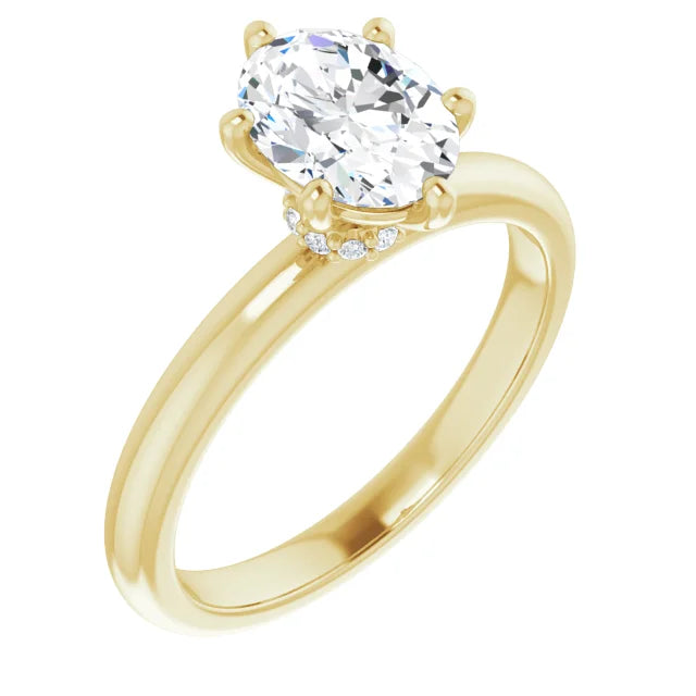Oval Yellow Gold Solitaire Moissanite Engagement Ring