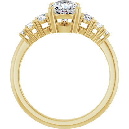 Pear Multi Stone Accent Style Engagement Ring
