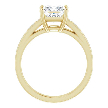 Princess Yellow Gold Claw Set Style Moissanite Engagement Ring 
