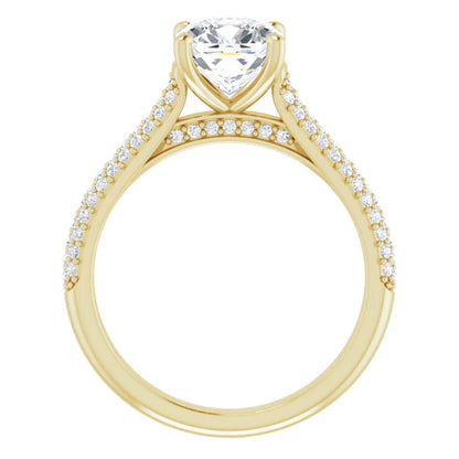 Asscher Yellow Gold Pave Moissanite Engagement Ring 