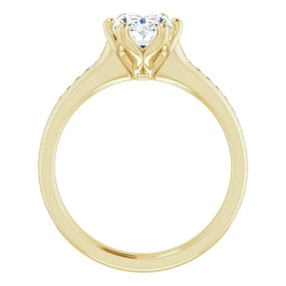 Oval Six Claw Channel Set Style Engagement Ring