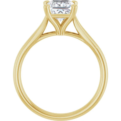 Four Claw Princess Solitaire Engagement Ring