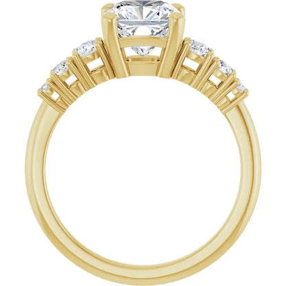 Cushion Multi Stone Accent Style Engagement Ring