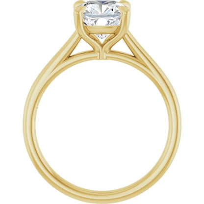 Four Claw Cushion Solitaire Engagement Ring