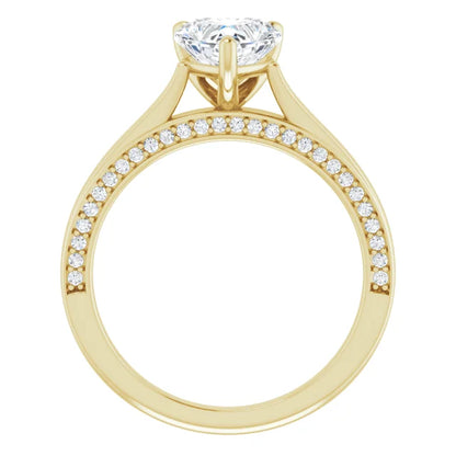 Heart Solitaire & Hidden Diamond Band Engagement Ring