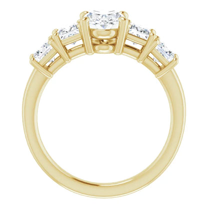 Oval Multi Stone Accent Style Engagement Ring