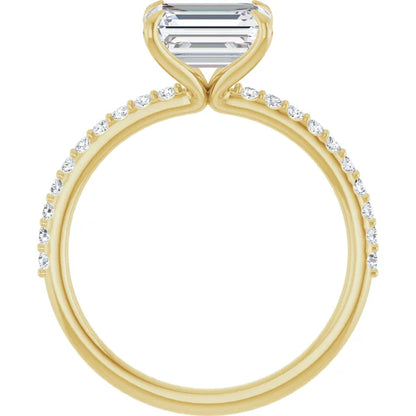 Emerald East West Style Engagement Ring