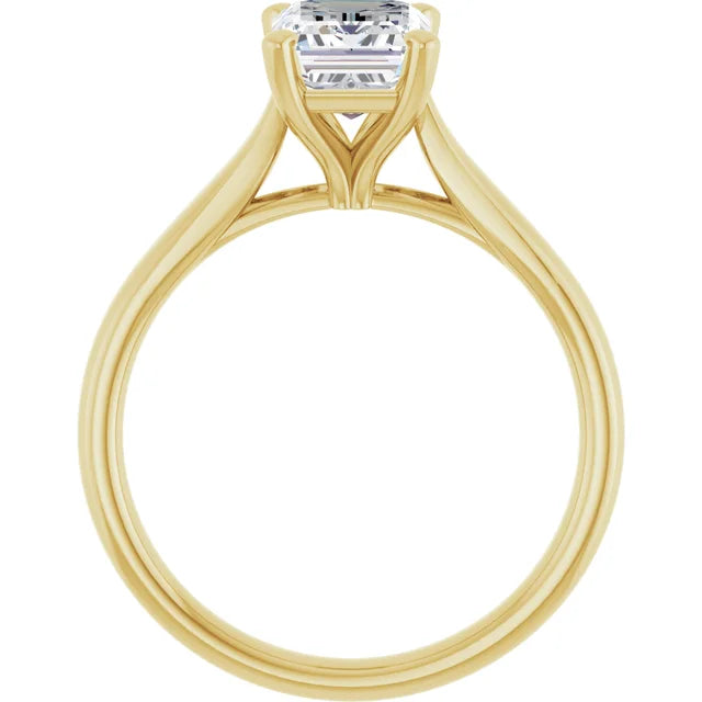 Four Claw Emerald Solitaire Engagement Ring