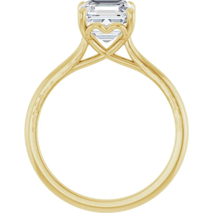 Four Claw Asscher Solitaire Engagement Ring