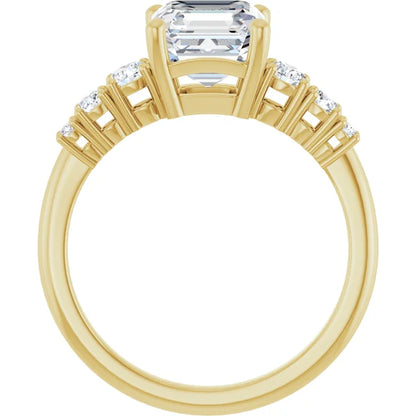 Asscher Multi Stone Accent Style Engagement Ring