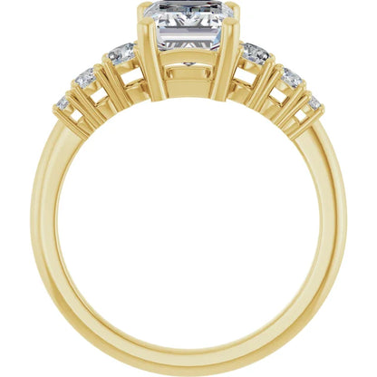 Emerald Multi Stone Accent Style Engagement Ring