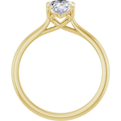 Four Claw Oval Solitaire Engagement Ring