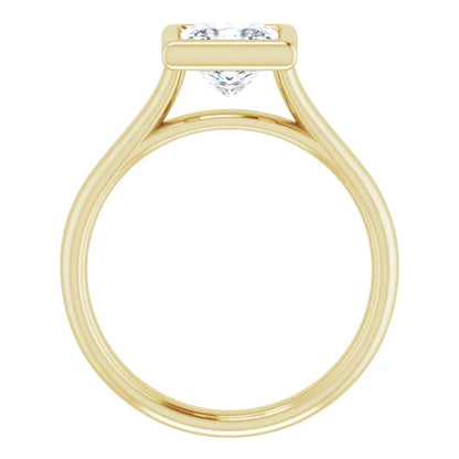 Princess Yellow Gold Solitaire Bezel Moissanite Engagement Ring
