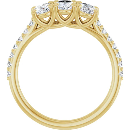 Oval Tri -Stone Style Engagement Ring