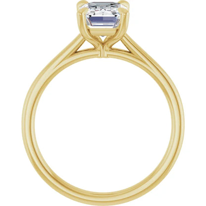 Four Claw Emerald Solitaire Engagement Ring