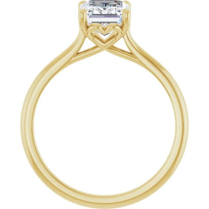 Four Claw Emerald Solitaire Engagement Ring