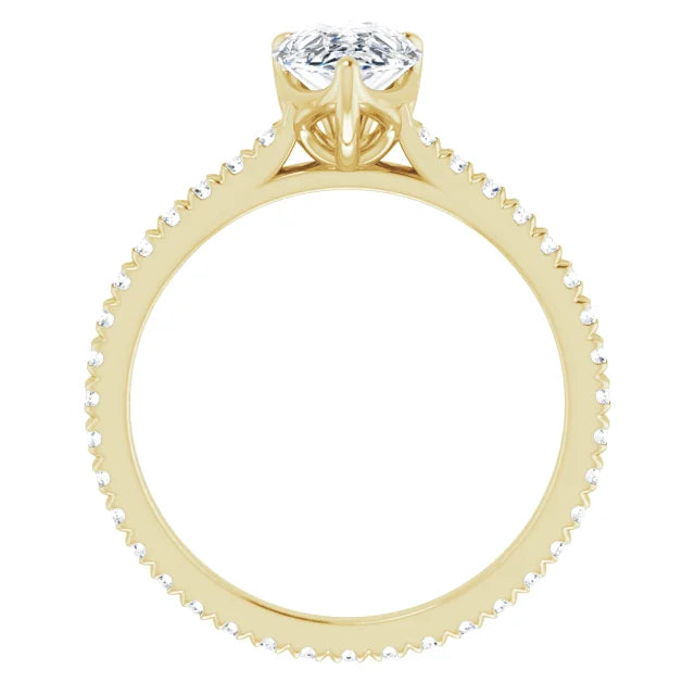Pear Claw Set Eternity Style Engagement Ring