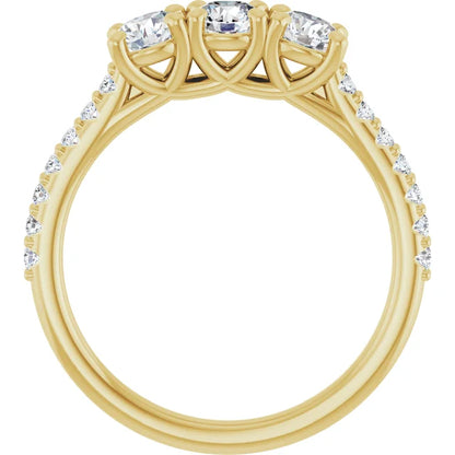 Round Brilliant Tri -Stone Style Engagement Ring