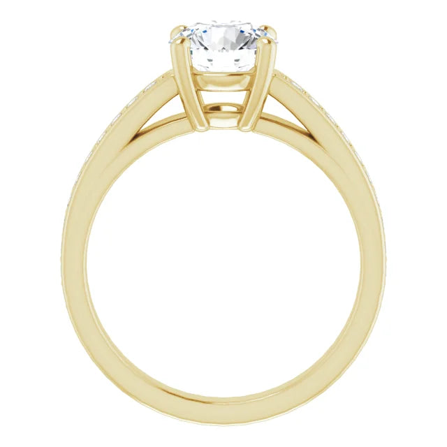 Round Brilliant Yellow Gold Claw Set Style Moissanite Engagement Ring 