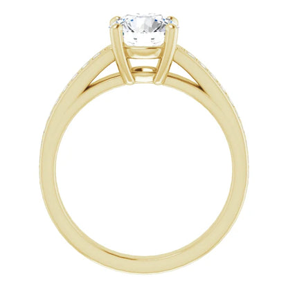 Round Brilliant Yellow Gold Claw Set Style Moissanite Engagement Ring 