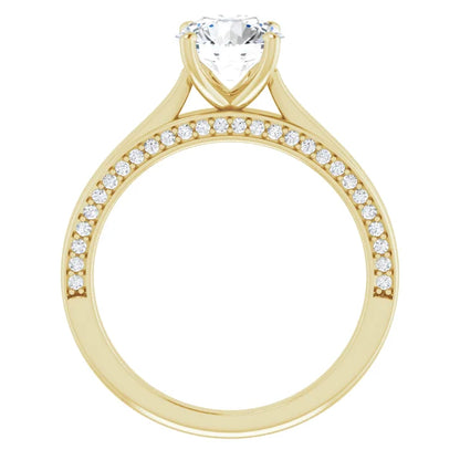 Round Brilliant Solitaire & Hidden Diamond Band Engagement Ring