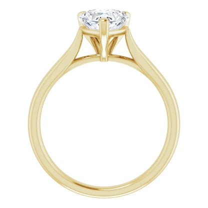 Heart Yellow Gold Solitaire Moissanite Engagement Ring