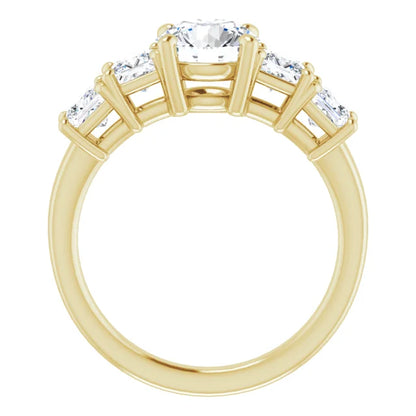 Round Brilliant Multi Stone Accent Style Engagement Ring