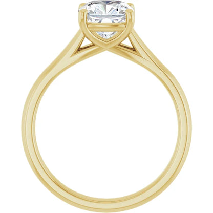 Four Claw Cushion Solitaire Engagement Ring