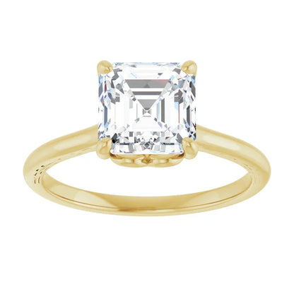 Four Claw Asscher Solitaire Engagement Ring