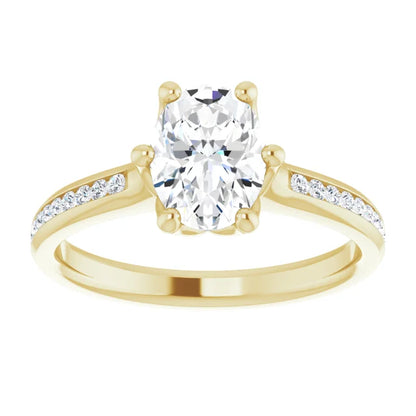 Oval Six Claw Channel Set Style Engagement Ring