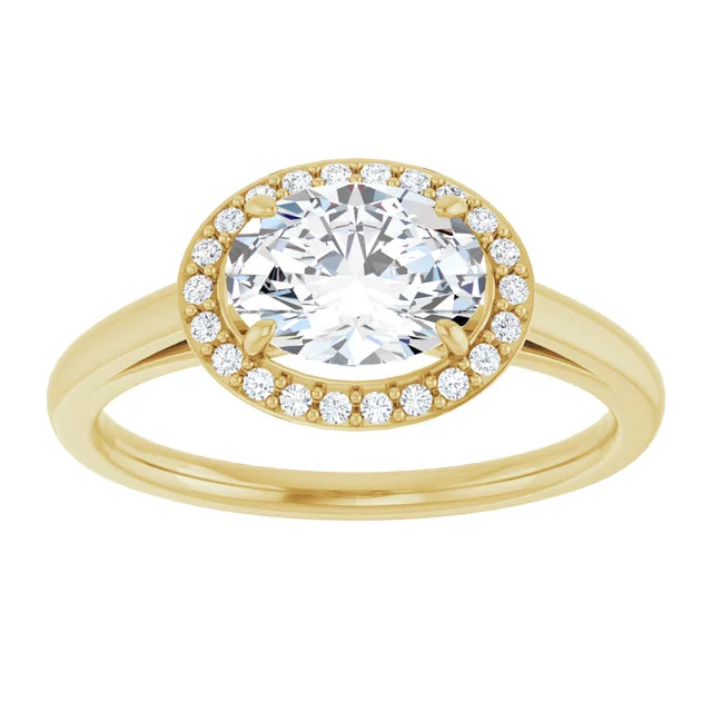 Oval East West Halo Style Engagement Ring
