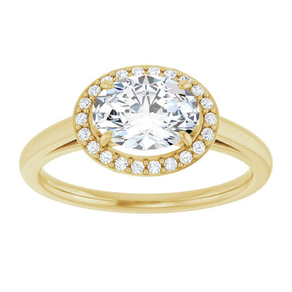 Oval East West Halo Style Engagement Ring