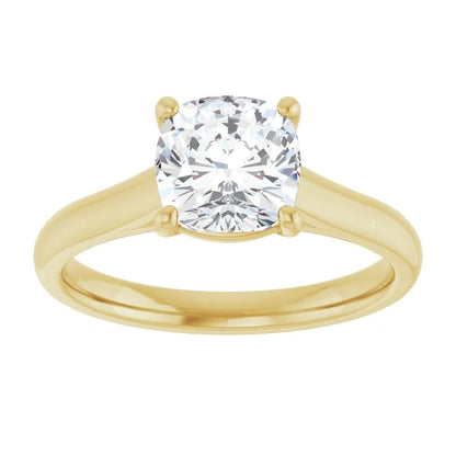 Four Claw Cushion Solitaire Engagement Ring