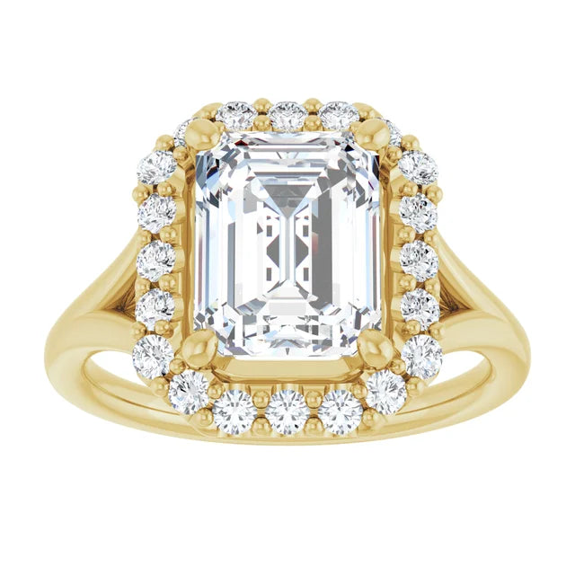 Emerald Halo Style Engagement Ring