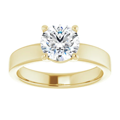 Round Brilliant Wide Band Solitaire Engagement Ring