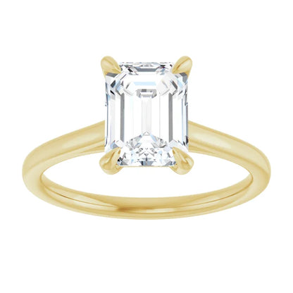 Four Claw Emerald Solitaire Engagement Ring