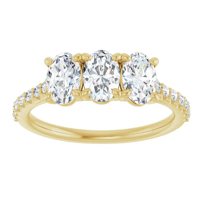 Oval Tri -Stone Style Engagement Ring