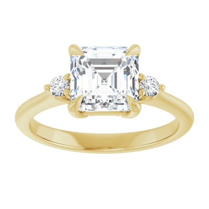 Asscher Accent Engagement Ring