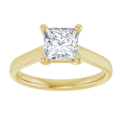 Four Claw Princess Solitaire Engagement Ring