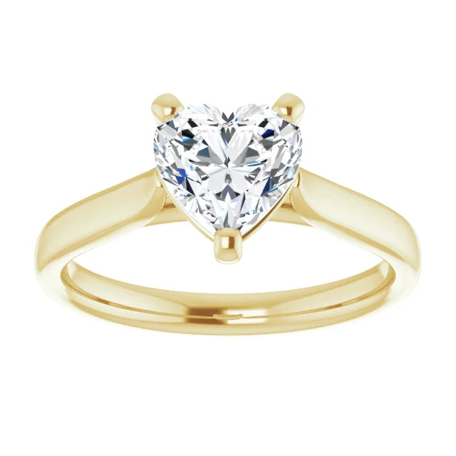 Heart Yellow Gold Solitaire Moissanite Engagement Ring